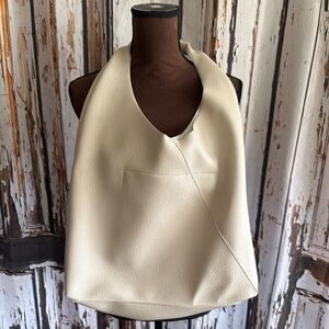 Banana Republic ivory vegan leather slouchy large tote